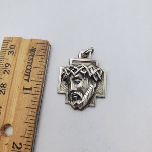 Sterling Silver Head of Christ Pendant Medal if Autom